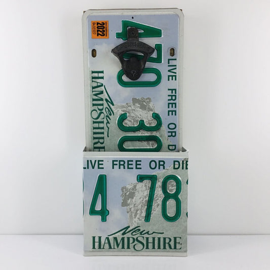 Recycled License Plate Bottle Opener and Cap Catcher