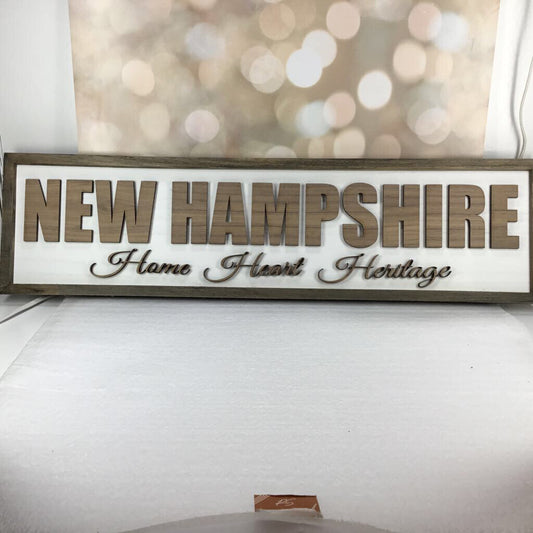 New Hampshire: Home, Heart, Heritage Wood Sign