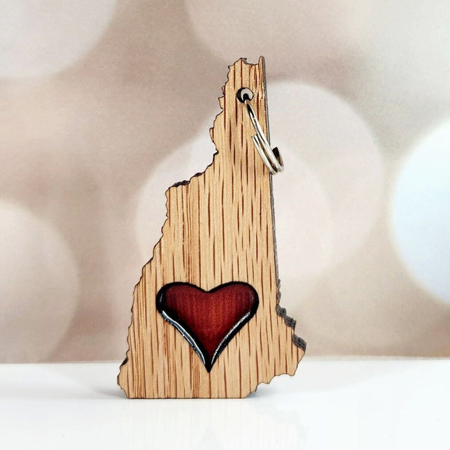 NH Shape Keychain with Epoxy Heart