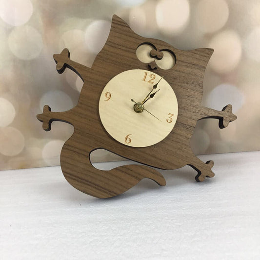 Splat Cat Wood Clock