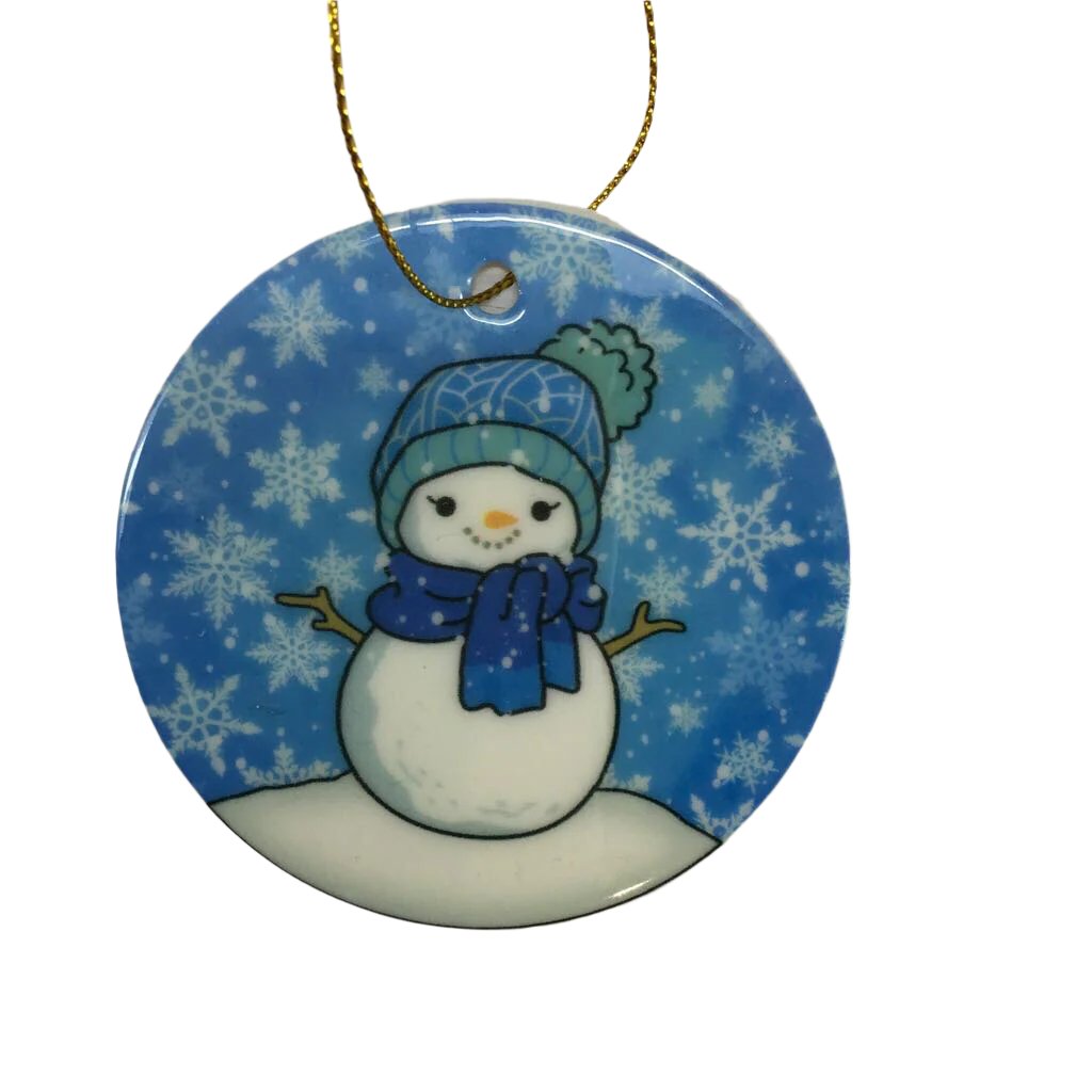 Ceramic Christmas Ornament - Blue Snowman