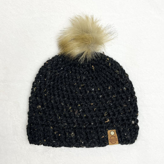 Pom Pom Hat - Tweed Black