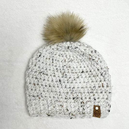 Pom Pom Hat - Tweed White