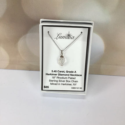 H10130 345 CT GRADE A HERKIMER DIAMOND RHODIUM PLATED STERLING S