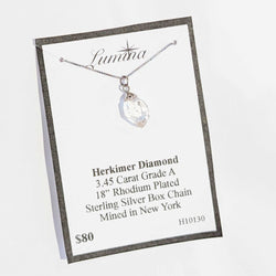 H10130 345 CT GRADE A HERKIMER DIAMOND RHODIUM PLATED STERLING S - view 2