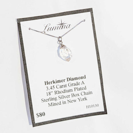 H10130 345 CT GRADE A HERKIMER DIAMOND RHODIUM PLATED STERLING S