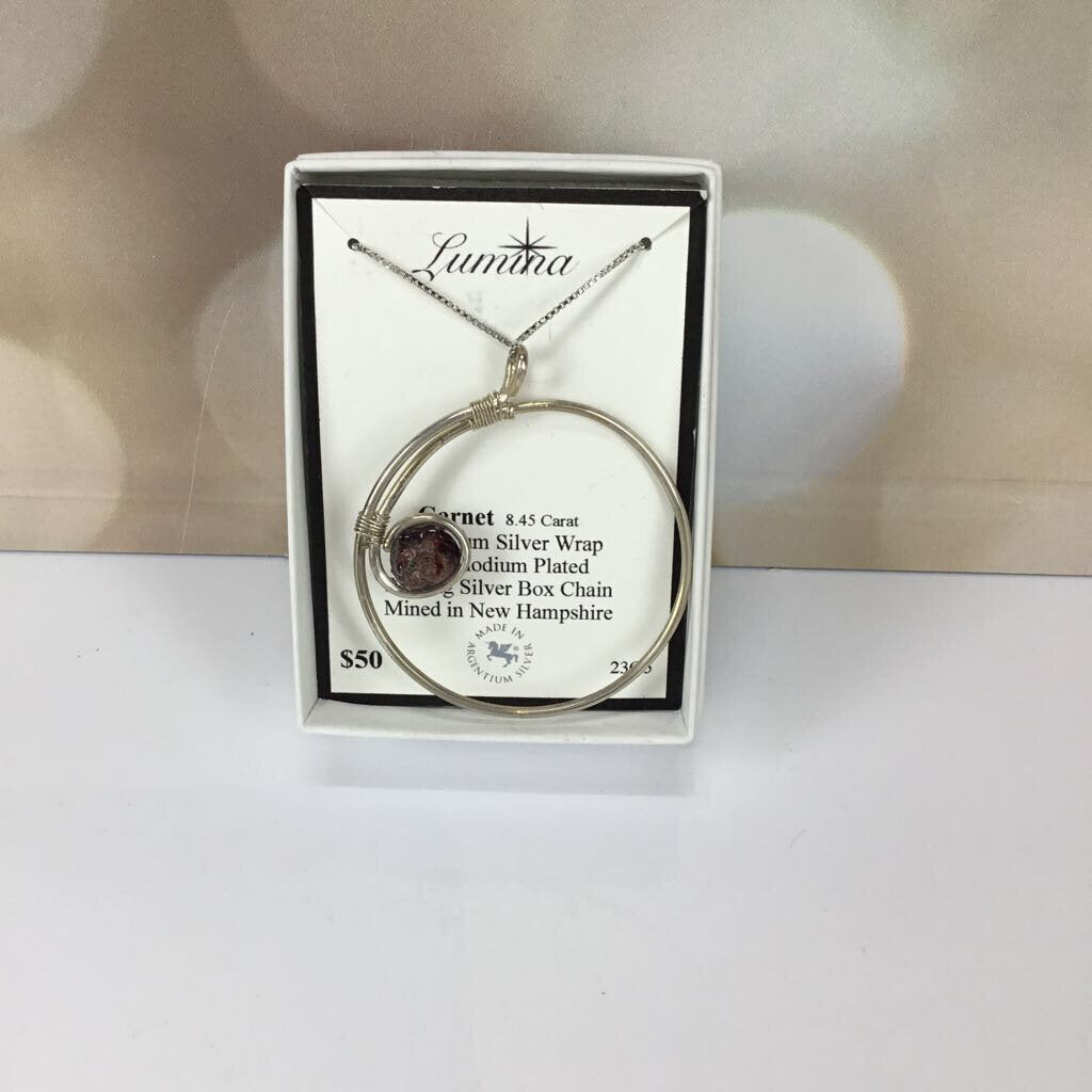 23O5 GARNET 845CT ARGENTIUM SILVER WRAPPED 22 RPSS BOX CHAIN