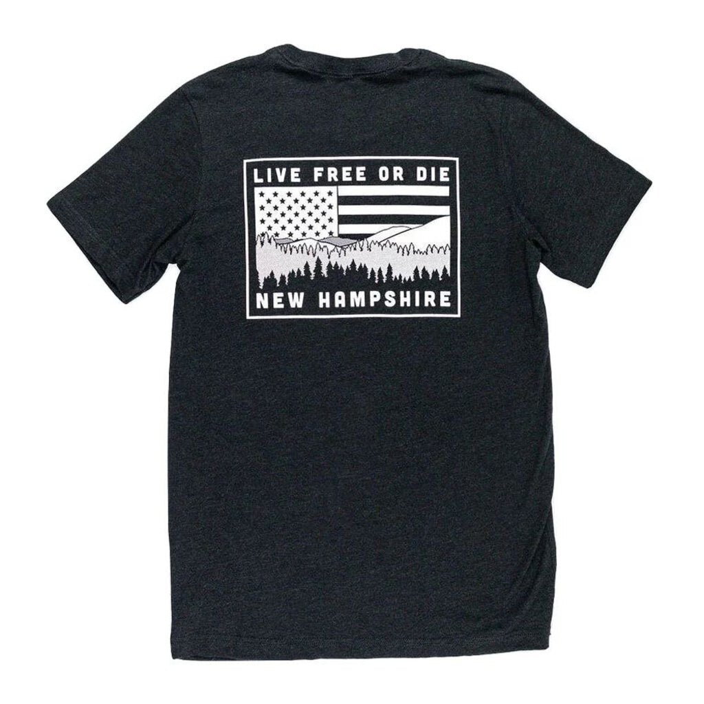 NH Mountains & Flag T-shirt - Black