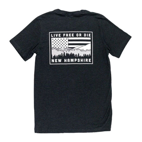 NH Mountains & Flag T-shirt - Black