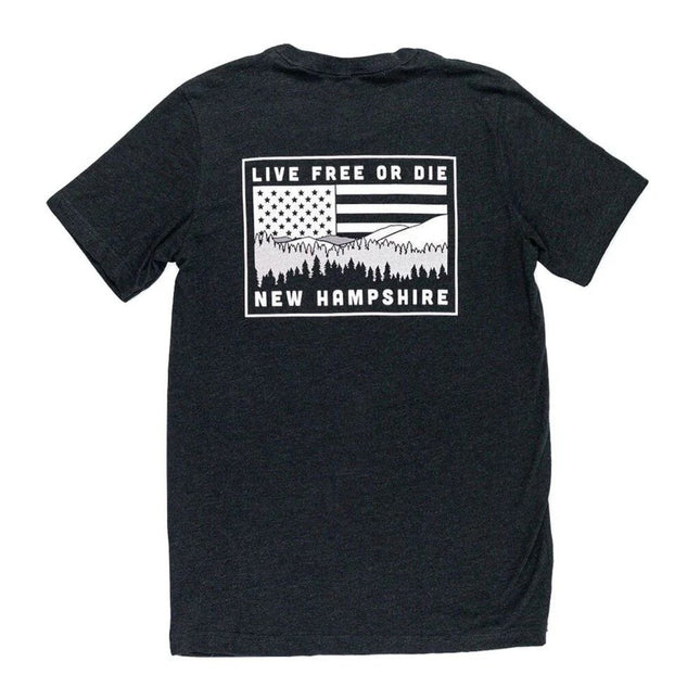 NH Mountains & Flag T-shirt - Black