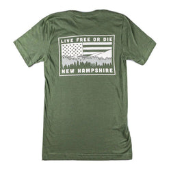 NH Mountain & Flag T-shirt - Military Green - view 1