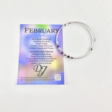 Birthstone Memory Wire Bracelet - 02 February