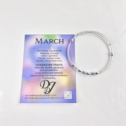 Birthstone Memory Wire Bracelet - 03 March - view 2