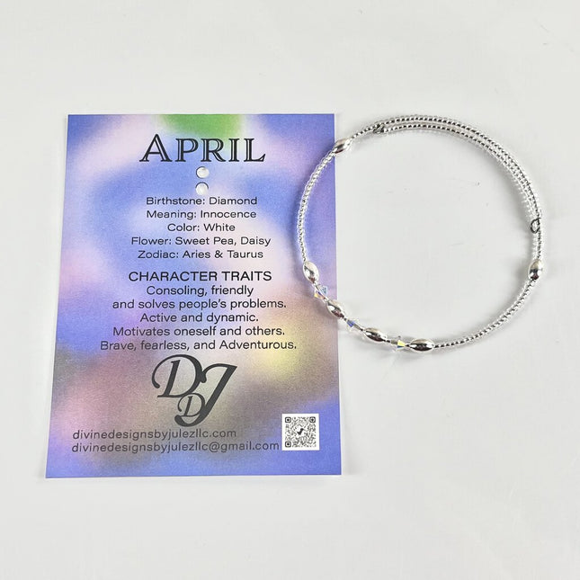 Birthstone Memory Wire Bracelet - 04 April