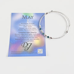 Birthstone Memory Wire Bracelet - 05 May - view 2