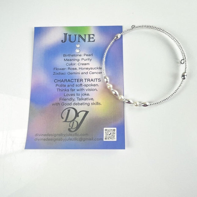 Birthstone Memory Wire Bracelet - 06 June
