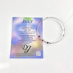 Birthstone Memory Wire Bracelet - 07 July - view 2