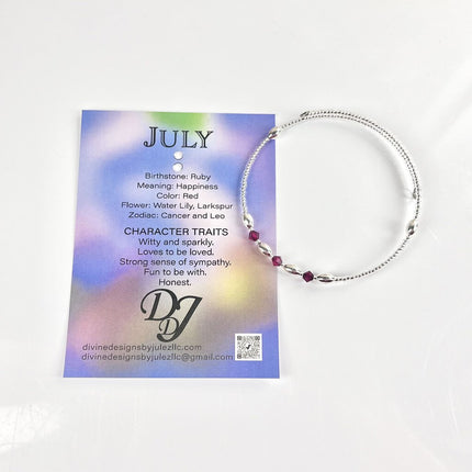 Birthstone Memory Wire Bracelet - 07 July