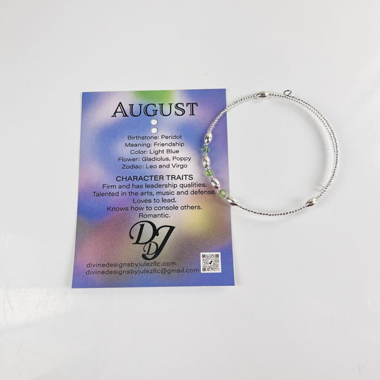 B AUGUST BIRTHSTONE MEMORYWIRE BRACELET