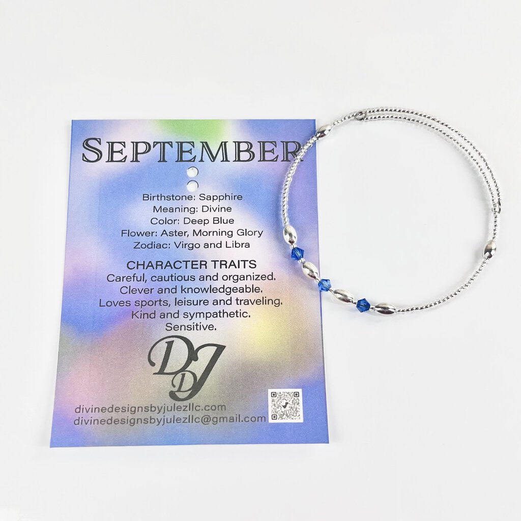 B SEPTEMBER BIRTHSTONE MEMORYWIRE BRACELET