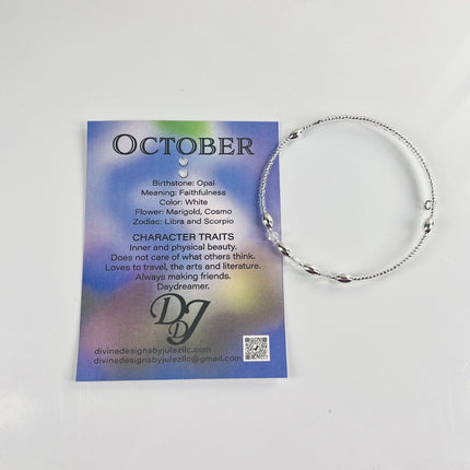 Birthstone Memory Wire Bracelet - 10 October