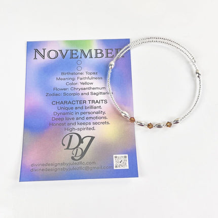 Birthstone Memory Wire Bracelet - 11 November
