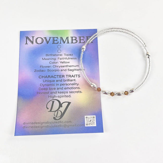 Birthstone Memory Wire Bracelet - 11 November
