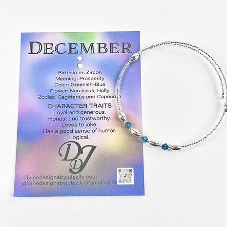 Birthstone Memory Wire Bracelet - 12 December