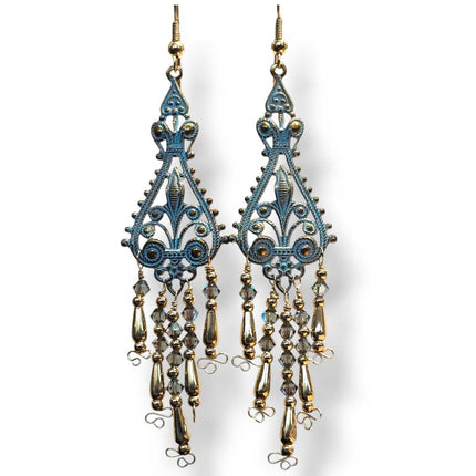 14k Gold Filled Brass and Crystal Chandelier Earrings