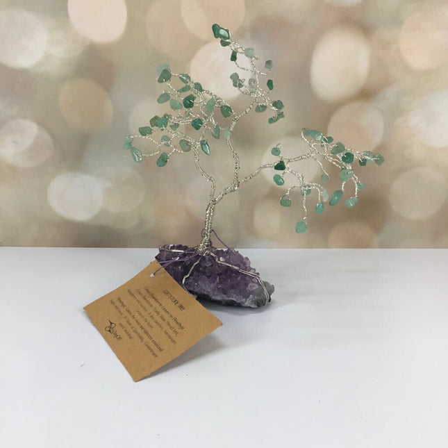 Twisted Wire and Gemstone Tree: Green Aventurine on Amethyst
