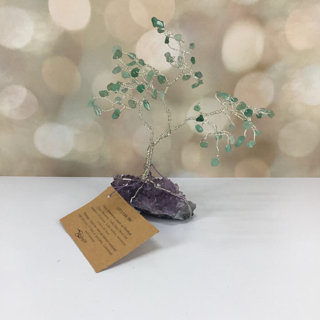 Twisted Wire and Gemstone Tree: Green Aventurine on Amethyst