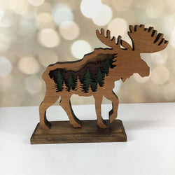 SMALL WOODEN MOOSE - view 1