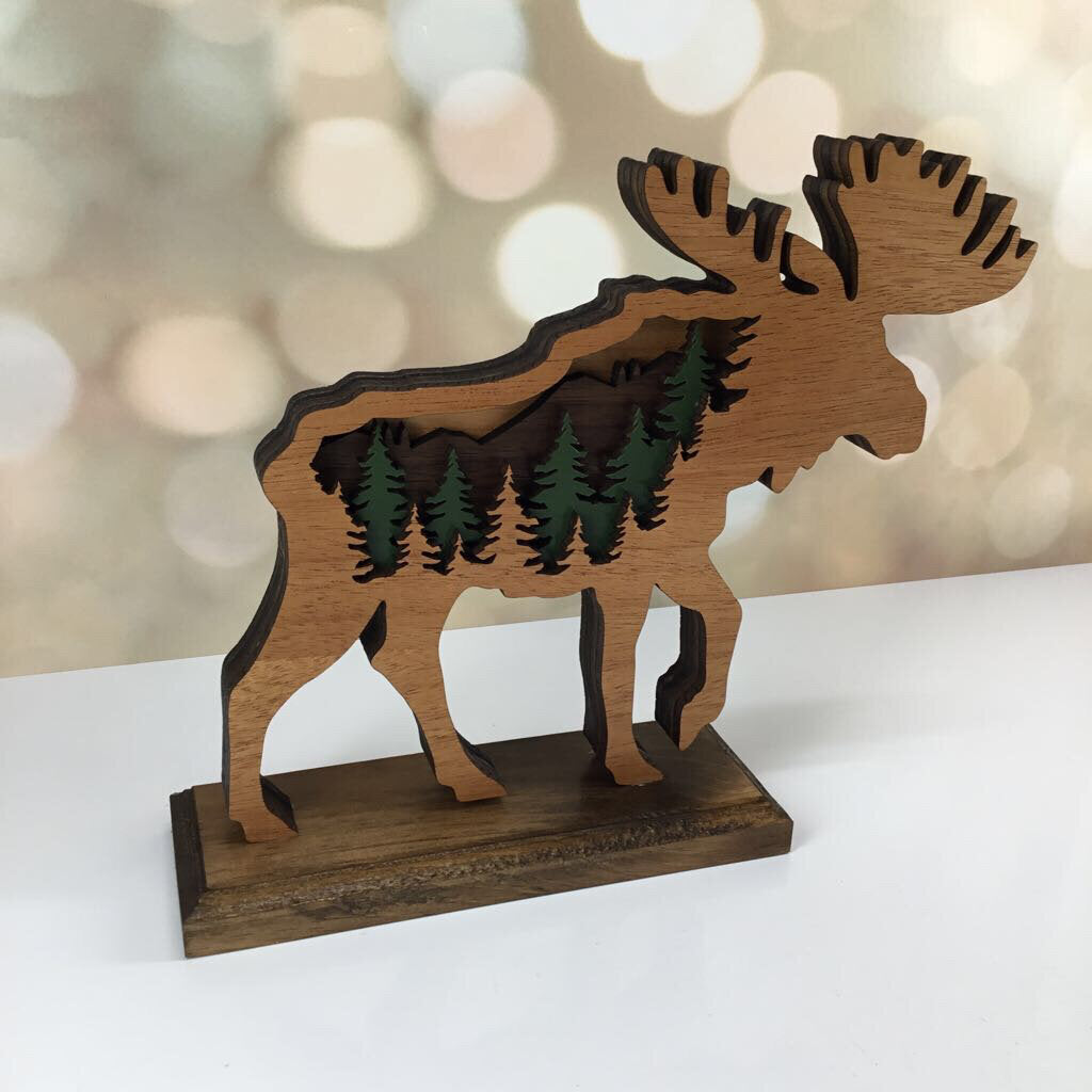 SMALL WOODEN MOOSE