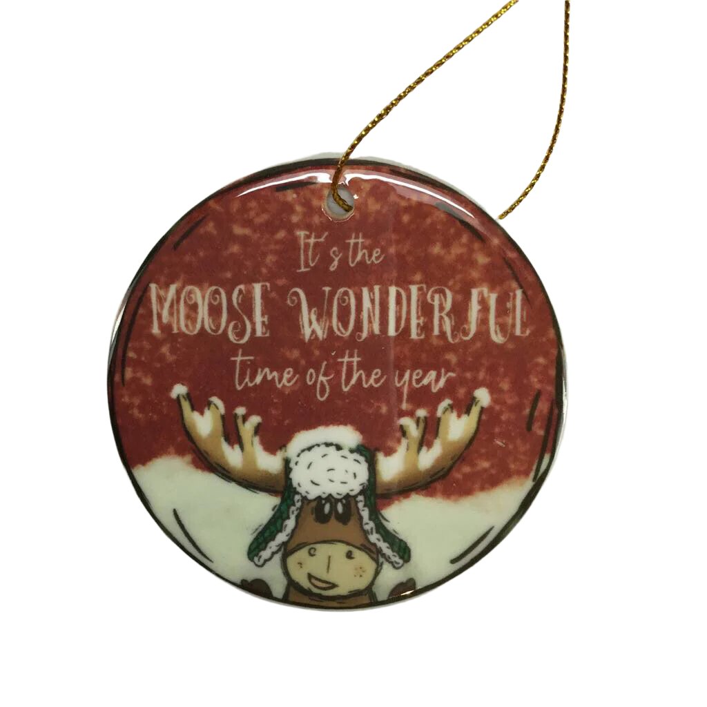 Ceramic Christmas Ornament - It's The Moose Wonderful Time of the Year