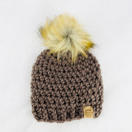 Pom Pom Hat (3-6 month) - Pecan