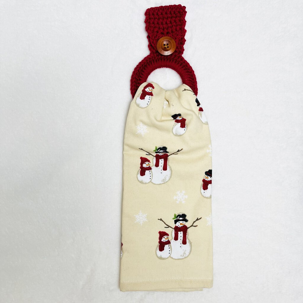 Hanging Towel Set - Snowman with Red Scarf