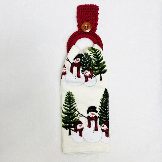 Hanging Towel Set - Snowman with Christmas Trees