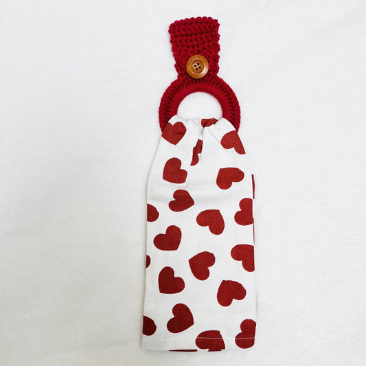 Hanging Towel Set Red Hearts