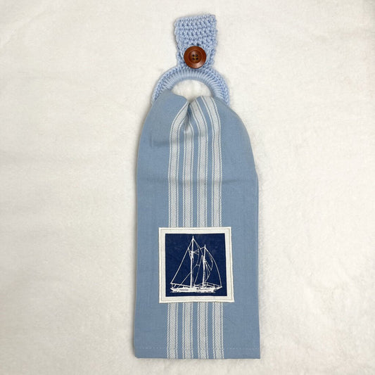 Hanging Towel Set - Sailboat on Light Blue