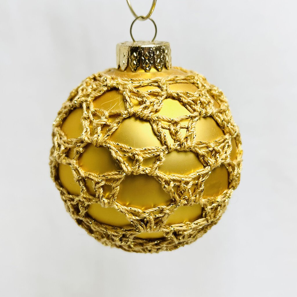 Glass Ball Ornament - Gold with Gold Thread