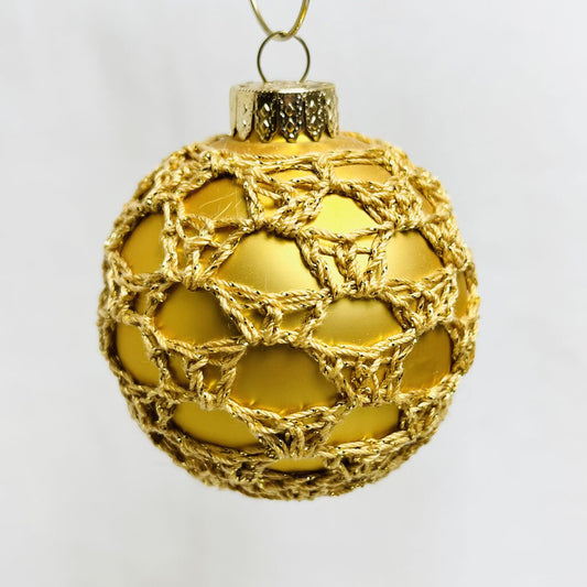 Glass Ball Ornament - Gold with Gold Thread