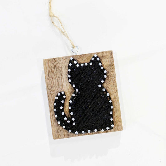 Black Cat String Art Christmas Ornament