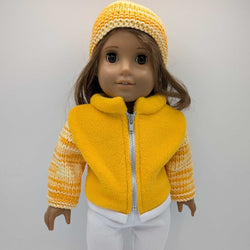 Orange fleece jacket knitted sleeves hat leggings - view 4