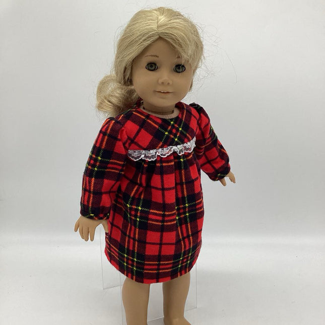 PLAID NIGHTGOWNS CHRISTMAS JEANETTES 18INCH DOLL BEDDING AND CLOTHING