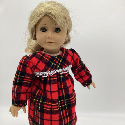 PLAID NIGHTGOWNS CHRISTMAS JEANETTES 18INCH DOLL BEDDING AND CLOTHING