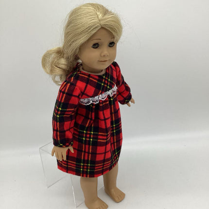 PLAID NIGHTGOWNS CHRISTMAS JEANETTES 18INCH DOLL BEDDING AND CLOTHING
