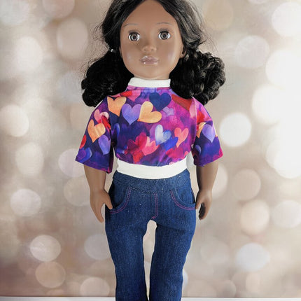 Jeans and Hearts Top Set