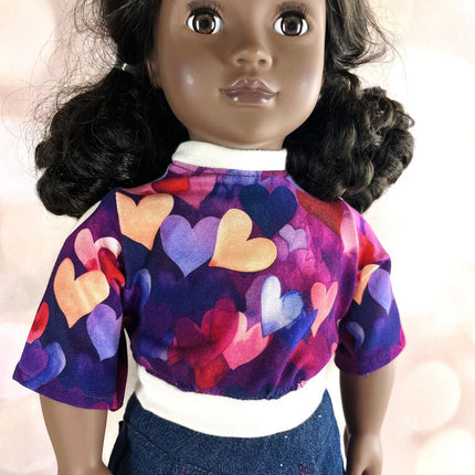 Jeans and Hearts Top Set