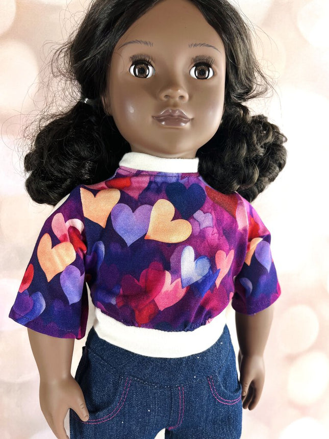 Jeans and Hearts Top Set