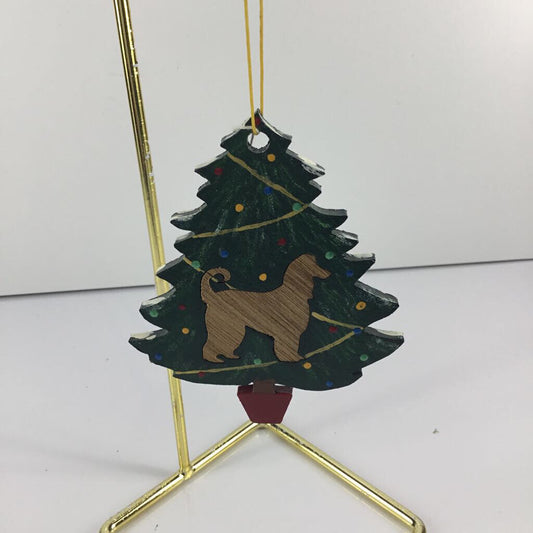 ORNAMENT CHRISTMAS TREE W DOG BREEDS AFGHAN